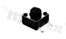 Przełącznik Tact Switch; SMD; wymiary korpusu 6.0x6.0; h=5.0mm; pionowy; o sile nacisku 160gf; przycisk okrągły