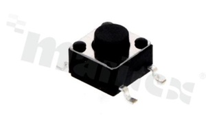 Przełącznik Tact Switch; SMD; wymiary korpusu 6.0x6.0; h=5.0mm; pionowy; o sile nacisku 160gf; przycisk okrągły