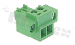 Pluggable terminal block; 3.81mm pitch; 2-ways; female; for wire 1.50mm2(28-16AWG); wire insertion direction same as plug-in direction; with fixing screws; p.bronze contacts; brass cage; UL 300V/10A