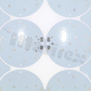 MCPCB aluminium board, 12x CREE XP,  circle diameter 81 mm, thickness 1.6mm; copper 35um; white soldermask; immersion gold, panel: 6 pcs