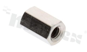 Tulejka dystansowa; mosiężna niklowana; sześciokątna; gwint wew-wew; M3; L: 8 mm; L1: 8mm; klucz SW5