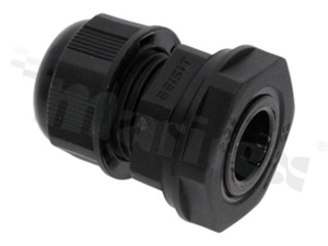Cable gland PG9; nylon; Pg9 2-6mm; black; with lock nut; flat O-ring; for wrench 19