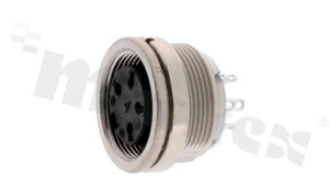 Socket; female; M16; 4 pins; panel mount; rear nut; C091A series; IP40; panel thickness up to 5mm