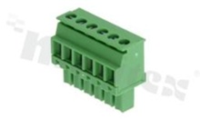 Pluggable terminal block; 3.81mm pitch; 6-ways; female; for wire 0.5-1.50mm2(28-16AWG); wire insertion direction 90° to plug-in direction; p.bronze contacts; brass cage; UL 300/8A