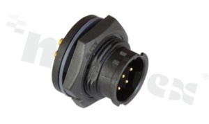 Gniazdo seria BD; 8-stykowe; męskie; proste; 5A; z nakrętką z przodu; kabel: 4.5-6.5mm2; z połączeniem zatrzaskowym; IP67