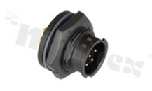 Gniazdo seria BD; 8-stykowe; męskie; proste; 5A; z nakrętką z przodu; kabel: 4.5-6.5mm2; z połączeniem zatrzaskowym; IP67