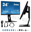 Monitor 23.8", IPS, 1920x1080, jasność 250 nitów, 16.7M kolorów, kontrast 1000:1, kąty widzenia 178/178, HDMI, DP, USB-C, USB-HUB (2x 3.0), USB-C dock, LAN,  głośniki 2x 2W, zasilanie 100-240V AC, VESA
