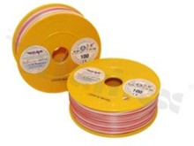 Przewód pojedynczy LGY/H05V-K; z wielodrutową miedzianą żyłą; biały/czerwony; przekrój 0.75mm2; AWG 18; 500V; -40+105 st.C; 100m.