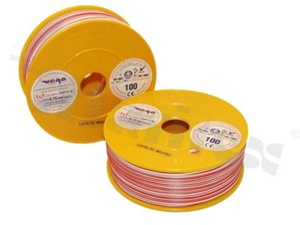 Przewód pojedynczy LGY/H05V-K; z wielodrutową miedzianą żyłą; biały/czerwony; przekrój 0.75mm2; AWG 18; 500V; -40+105 st.C; 100m.