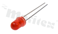 Dioda LED THT 5mm; czerwona 620-630nm; typ. 500mcd; soczewka water clear; 50 stopni; STRAW HAT