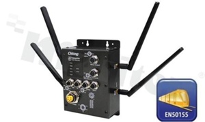 Industrial EN50155 IEEE 802.11 a/b/g/n wireless access pointwith 2x10/100/1000Base-T(X); M12 connector; operating temperature -25+70 deg.C; supply 12...48VDC; connector M23