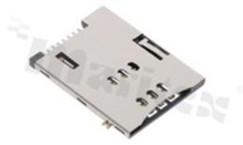 SIM card holder; 6-contacts + switch; SMD; gold flash plating contacts with ejector
