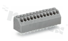 PCB terminal block; in 3.50mm raster; 3-track; oblique entry; for 0.20-1.50mm2 (24-16 AWG) wire; with spring contact; grey; UL: 300V/5A
