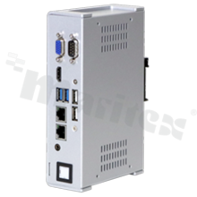 Fanless industrialComputer; IntelCeleron N3350 / Pentium N4200; up to 8GB RAM; M.2 2242 B; VGA; HDMI; 4xUSB; 2xCOM; 2xLAN; Audio; operating temperature: -20+60C; power supply 12V DC