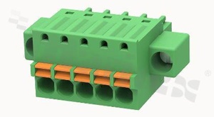 Listwa zaciskowa rozłączalna; w rastrze 3.81mm; 5-torowa; żeńska; na przewód 1.50mm2 (28-16AWG); kierunek wtykania równoległy do osi przewodów; z zaciskiem sprężynowym; z zaczepem śrubowym; styki z fosforobrązu; stalowa klatka; UL 300/8A TUV 250/12A