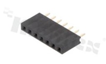 Listwa stykowa do PCB; w rastrze 2.54 mm; 1x7 styków; montaż: THT; żeńska; prosta; jednorzędowe
