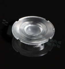 Lens for LED high power; angle: 20+50 degrees FWHM; Number of LEDs: 1; Dimensions: round 50mm; Height: 11 mm; material: PMMA; Fastening: socket