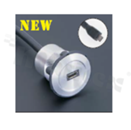 MicroUSB2.0 socket; female; mounting hole 22mm; connection with MicroUSB2.0 male plug; cable length 60cm; silver; aluminum alloy.