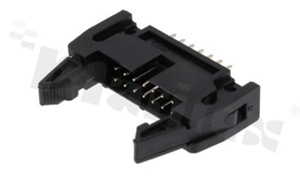 Full shrouded header for PCB; pitch 2.54mm; 14-contacts; THT; male; top entry