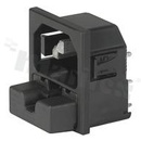 Gniazdo zasilające IEC C14 z uchwytem bezpiecznikowym 2-polowym; męskie; montaż: do panela 3mm, zatrzaskowe; do PCB; IP40; 10A/250VAC