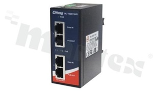 Industrial 2-port Gigabit High Power PoE Injector; operating temperature -20+70 deg.C; DIN rail mountable
