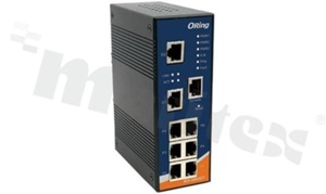 Switch przemysłowy zarządzalny; 6 portów 10/100Base-T(X) RJ45 i 2 porty 10/100/1000Base-T(X) RJ45; temp. pracy: -40+70 st.C; zasilanie redundantne 12...48VDC; montaż na szynie DIN