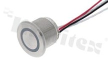 Przełącznik piezo; monostabilny; 22mm; na przewód; stal nierdzewna; podświetlenie krawędziowe zielone; LED 12V; IP65.