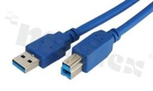 Kabel USB 3.0; zakończony wtykami: A4 (USB3.0) męski <-> B4 (USB3.0) męski; 24AWG + 28AWG; 1.8mb; niebieski