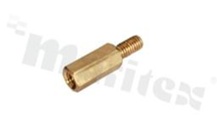 Screwed brass spacer sleeve; Int. thread: M3; Ext. thread: M3; 12mm