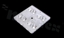 Lens for LED high power; angle: oval 105 x 145 degrees ; Number of LEDs: 4; Dimensions: 50x50mm; Height: 6.66mm; material: PMMA; Fastening: screw