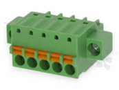 Pluggable terminal block; 3.81mm pitch; 5-ways; female; for wire 1.50mm2 (28-16AWG); wire insertion direction same as plug-in direction;  with fixing screw; p.bronze contacts; spring clamp; brass cage; UL 300/10A TUV 250/10.5A