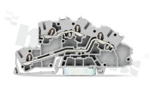 Złączka instalacyjna; 2-poziomowa; przelotowa; 4-zaciskowa na przewód 0.25-4.0mm2 (22-12AWG); ze stykiem sprężynowym; szara; na szynę DIN; 400V/24A