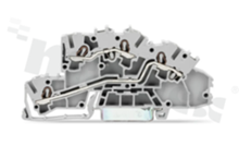 Installation terminal block; 2-level; through; 4-contacts; for wire 0.25-4.0mm2 (22-12AWG); spring-loaded; grey; for DIN rail; 400V/24A