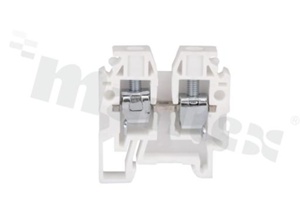 Mini Installation terminal block; 1-level; 2-contacts; for wire 0,5-4,0mm2; screw terminal;white; Din rail; 400V-32A