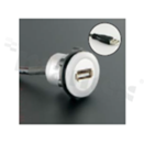 USB2.0 socket; female; mounting hole 22mm; USB2.0 male plug connection; silver; plastic.