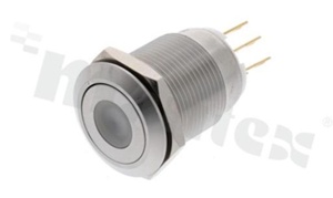 Push button switch; monostable; 19mm; solder terminals; stainless steel; dot red illumination; IP67.