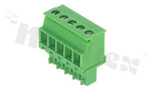 Pluggable terminal block; 3.81mm pitch; 5-ways; female; for wire 1.50mm2(28-16AWG); wire insertion direction 90° to plug-in direction; p.bronze contacts; brass cage; UL 300V/10A
