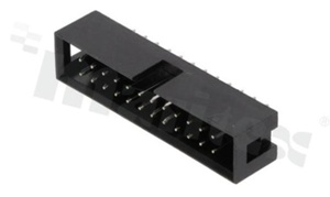 Full shrouded header for PCB; pitch 2.54mm; 24-contacts; THT; male; top entry