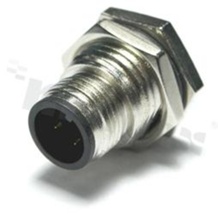 Gniazdo M12; kodowanie A; 4-stykowe; męskie; 4A; na panel; z nakrętką z przodu; lutowane; IP68