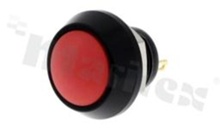 Push button switch; monostable; 12mm; solder terminals; aluminium; red button; IP65
