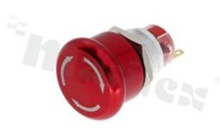 Emergency switch; monostable; 19mm; solder terminals; red aluminium; IP67.