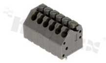 Listwa zaciskowa do PCB; w rastrze 3.5mm; 6-torowa; skośne wejście przewodu; na przewód 0.2-0.5mm2( 26-16 AWG); szara; ze stykiem sprężynowym; UL 300V/2A