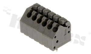 Listwa zaciskowa do PCB; w rastrze 3.5mm; 6-torowa; skośne wejście przewodu; na przewód 0.2-0.5mm2( 26-16 AWG); szara; ze stykiem sprężynowym; UL 300V/2A