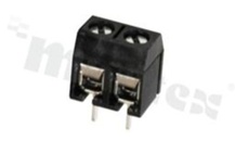 PCB terminal block; pitch 5.00mm; 2-ways; vertical; wire range 1.5mm2 (AWG 22-14); with screws for a flat screwdriver; brass cage; black color; UL 300V/10A, TUV 250V/15A
