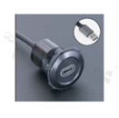 USBC3.1 socket; female; mounting hole 22mm; connection to USBC3.0 male plug; cable length 100cm; black; aluminum alloy.