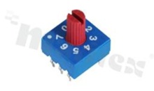 Rotary switch; 8 positions for BCD negative code; 10x10mm; horizontal; shaft type; THT.