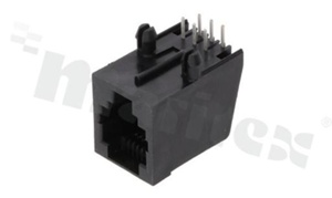 Gniazdo RJ12; 6-stykowe; montaż: THT; kątowe; gabaryt 6; grubość pokrycia 6u" Au