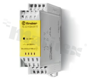 Electromagnetic modular relay; forcibly guided contacts; coil voltage 230VAC; 2 pole 6A (1NO + 1NC); coil power 2.3VA; 6A/250VAC, -40÷70°C; IP20; screw terminals; DIN