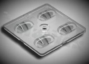 Soczewka do diod LED high power; kąt rozsyłu: owalny 150 x 160 stopni FWHM; ilość diod: 4; rozmiar: 50x50mm; wysokość: 7.43mm; rodzaj materiału: PMMA; sposób mocowania: śruby