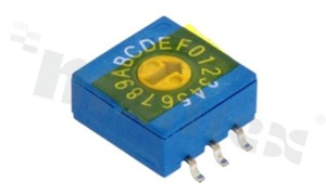 Rotary Switch for BCD code, SMD, 16 positions, horizontal, flat type, rotor color: white